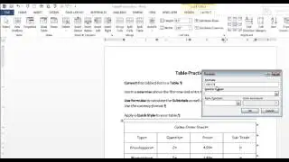 Word Table Practice Solution