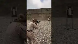 Female marine showing how it’s done