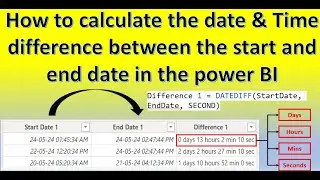 How to calculate the date & Time difference between the start & end date in the power BI | DateDiff