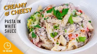 Pasta in White Sauce Recipe - Creamy & Cheesy #Ad