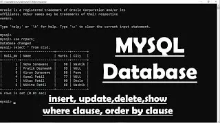 create a database in MYSQL | create table | Insert, Update, Delete and Retrive data from table