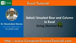 Select Row and Column using Shortcut Key in Excel in Hindi