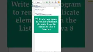 Java 8 Program 7 - Remove Duplicate Elements from a List using Java 8 Streams #java #interview