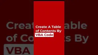 Create A Table of Contents By Excel VBA Code 