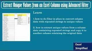 Extract Unique values from a Column using Excel Advanced Filter option