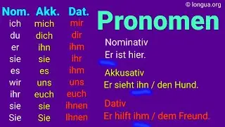 Übungen zu den Pronomen, Nominativ, Akkusativ, Dativ, Genitiv, Tabelle, Beispiele, Mix, mich, mir,