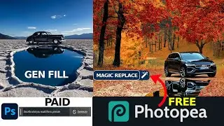 Adobe Ai Generative fill Vs Photopea Ai Magic Replace | Photopea tutorial | Photopea new Editing