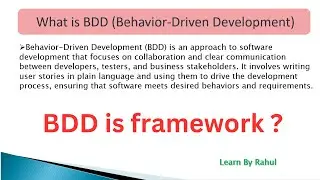 What is BDD | BDD is not framework | What is Behavior's Driven Development | BDD for Beginners 