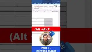 Part 4 - MS Word Tables Shortcut Keys 