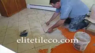 Diagonal tile floor replaced with new tile on Schluter Ditra  Part 4 Installing the tile