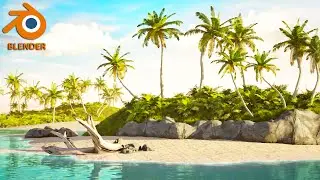 Made with Blender - stylize beach  - Timelapse