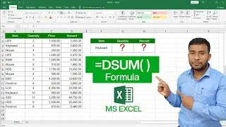 MS Excel - DSUM Function | How to use DSUM Formula in Microsoft Excel