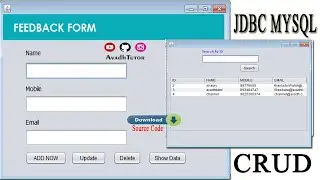 java JDBC crud Operation Example | select insert update delete in java example | java project