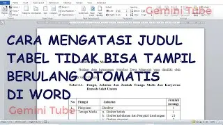 Cara Mengatasi Judul Tabel tidak bisa ditampulkan berulang lagi