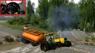 Spintires MudRunner - BUHRER 6105 4x4 Tractor - Driving Offroad Transport Oil Tanker + Logitech G29