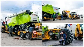 CLAAS LEXION 760 жатка VARIO 900 вигрузка на майданчику в Полтаві, Україна - Комбайн Лексіон 760