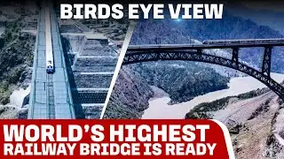 Trial run on World’s Highest Railway Bridge ‘Chenab’ in Reasi, J&K | Drone Visuals | Indian Railways