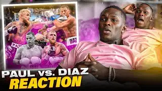 Israel Adesanya Reacts to WILD Jake Paul vs Nate Diaz Boxing Match