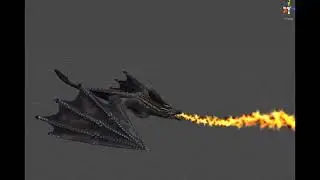 Realistic Black Wyvern 3d Model - Fire Unity