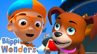 Blippi plays fetch with a Puppy ! | Blippi Wonders Educational Videos for Kids