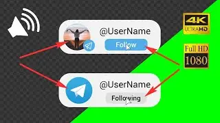 Сustom Follow button Telegram green screen, transparent background