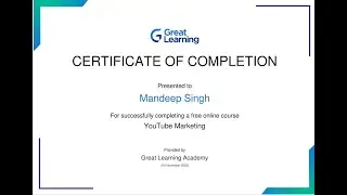 YouTube Marketing  online course with certificate from #greatlearning #youtubemarketing