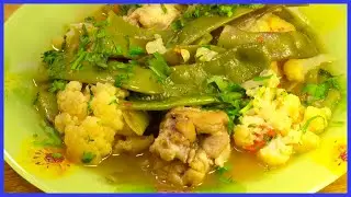 Рагу из стручковой фасоли, цветной капусты, плечиков.