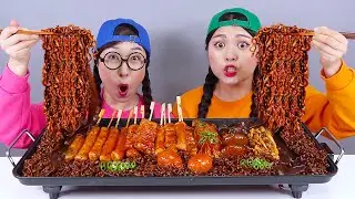 Mie Hitam TTeokbokki Jamur Mukbang DONA