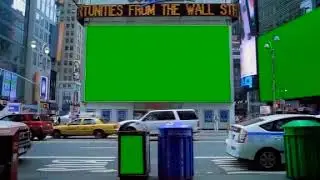 GREEN SCREEN BILLBOARD IN THE MIDDLE OF THE CITY