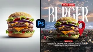 Photoshop Tutorial | Graphic Design | Burger Poster Design 🍔⚡.