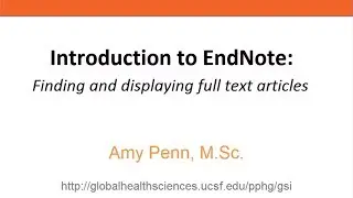 Introduction to EndNote  - Finding and displaying full text articles