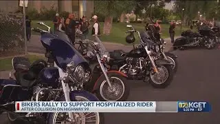 Bikers rally to support hospitalized rider