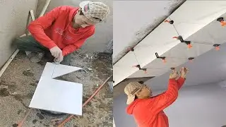 Young Man with great tiling skills -Great tiling skills -Great technique in construction PART 19