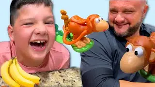 Caleb and Dad Play with Monkey See Monkey Poo Fun Toy Story