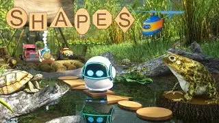 Max and Friends Use Wooden Shapes to Help Bubble the Robot Cross the Swamp | Shapes for Children