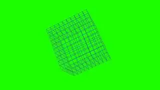 Transparent Vector Grid Cube Rotating - Green Screen Animation