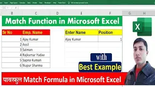 How to use Match function in Excel || Match function excel in Hindi || Excel match Function