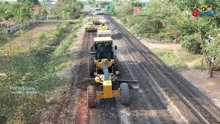 Amazing Driver Skill To Pusching Gravel With Motor Grader Sany Activities Motor Grader