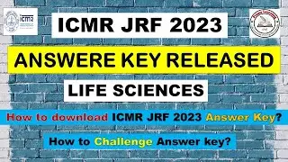 ICMR JRF 2023 Answer Key Released | Challenge ICMR JRF Answer Key | ICMR JRF 2023 (08 July 2023)