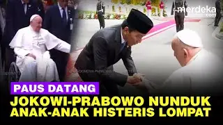 Momen Paus Fransiskus Datang, Jokowi-Prabowo Nunduk Menyambut Anak-Anak Histeris Berlompatan