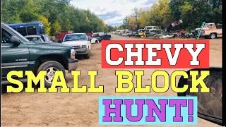 Junkyard hunt for SMALL BLOCK Chevy 350!!!