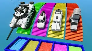 Funny Cars vs New Stairs Color with Portal Trap - Car vs Speed Bumps - BeamNG #18