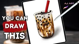 Procreate Drawing For Beginners | Realistic Boba Tea IPad Illustration - Easy Digital Art Tutorial