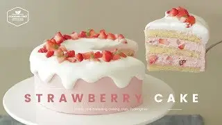 Full of strawberries! It's so pretty~ Strawberry Cake Recipe * Baking, Dessert