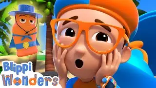 Blippi forgets his sunscreen!! | Blippi Wonders | Science and Nature Cartoons For Kids| Moonbug Kids