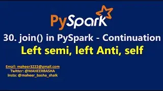 30. join() function in PySpark Continuation | Left semi, Left anti & self join | Azure Databricks