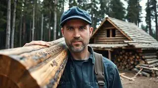 Building Log Cabin in the Woods from Scratch - Step by Step