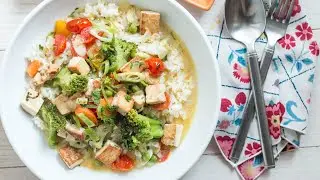 Easy Tofu and Vegetable Coconut Green Curry and Rice Recipe - Eat Simple Food