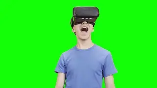 Boy with VR headset Green Screen