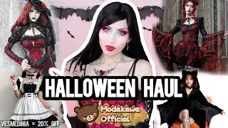 🦇 HALLOWEEN COSTUME HAUL 🦇 Trying on Vampire + Romantic Goth outfits from MODAKAWA | Vesmedinia